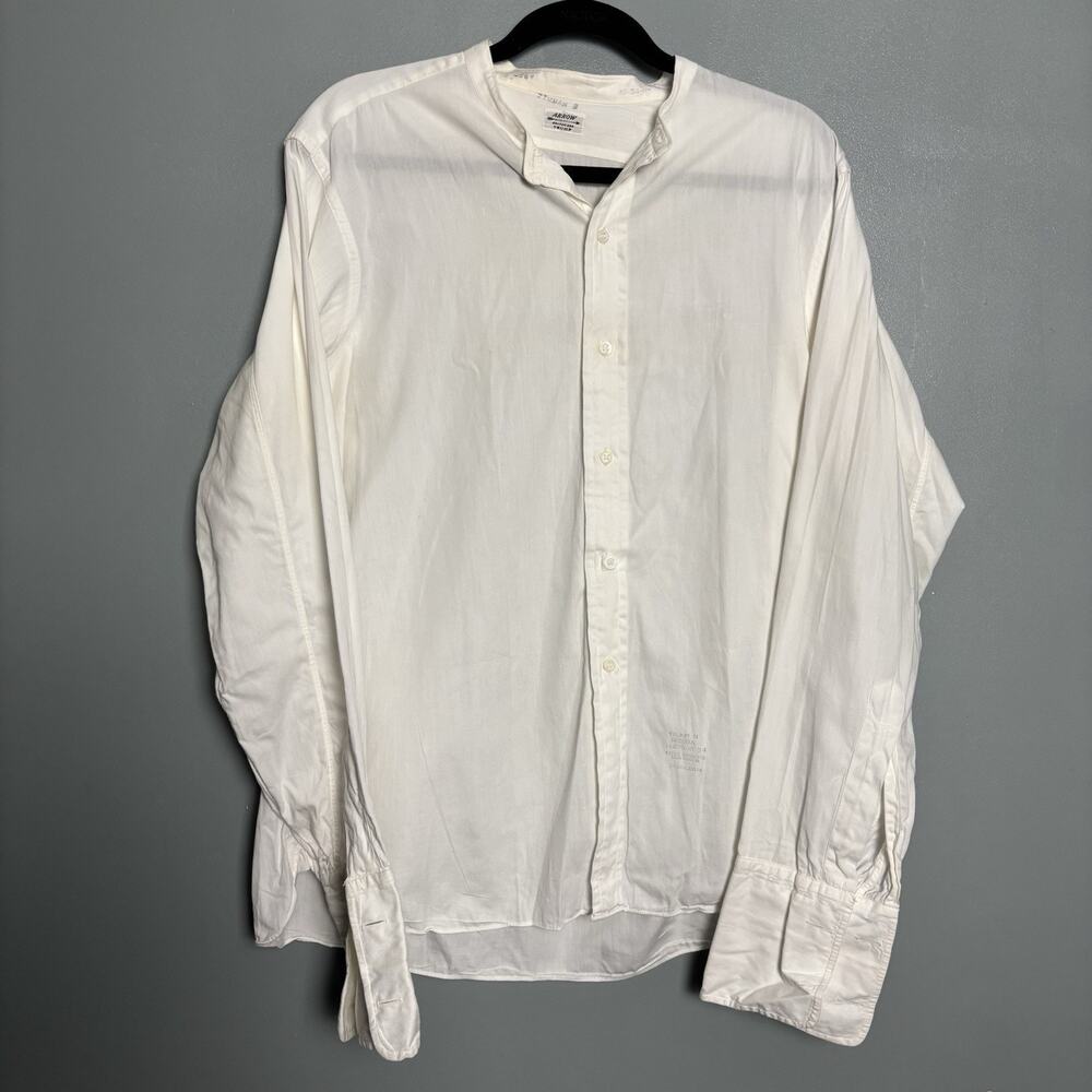 Vintage 1950’s ARROW Men’s Sanfordized Trump White Dress Shirt Motiga 16 34 R